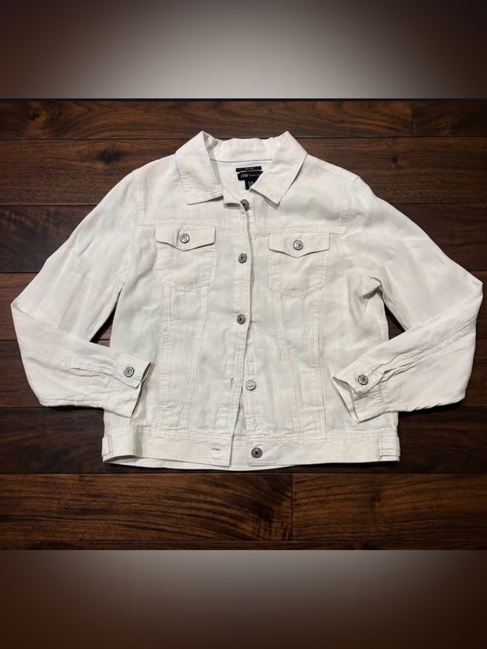 Jones New York Cream Button-Up Linen Jacket